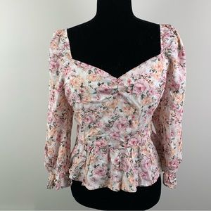 Francescas floral cropped peplum top